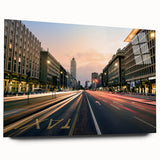 Large abstract depiction of Milan on acrylic glass, featuring muted earth tones, suitable for bedroom or dining room decor.