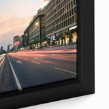 Extra large framed canvas featuring a textured depiction of Milan scenery in black with colorful accents.