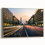 Framed canvas of a vintage Milan landscape in muted gold and black, ideal for bedroom wall art.
