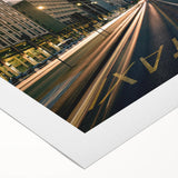 Art deco poster of Milan scenery in muted earth tones on rolled canvas, suitable for dining room decor.