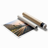 Extra large rolled print of Milan scenery with vibrant floral elements, ideal for classy bathroom wall art.