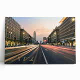 Black and white photograph of Milan scenery on stretched canvas, ideal for kitchen wall art.