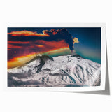 Rolled print of Mount Etna in muted earth tones, ideal for art wall dining room or large bathroom decor.
