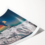 Extra large wall art featuring a line art depiction of Mount Etna with floral accents in monochrome.