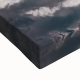 Black and white landscape art painting of Mount Etna on stretched canvas, ideal for bedroom wall art.