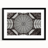 Extra large abstract art print of Naples scenery in vibrant colors on textured canvas, framed with black mat.