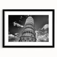 Extra large abstract art print of colorful, textured Pisa scenery in a black frame, ideal for living room decor.