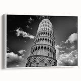 Vintage poster art of Pisa, Italy in vibrant colors on a large framed canvas, suited for living room decor.
