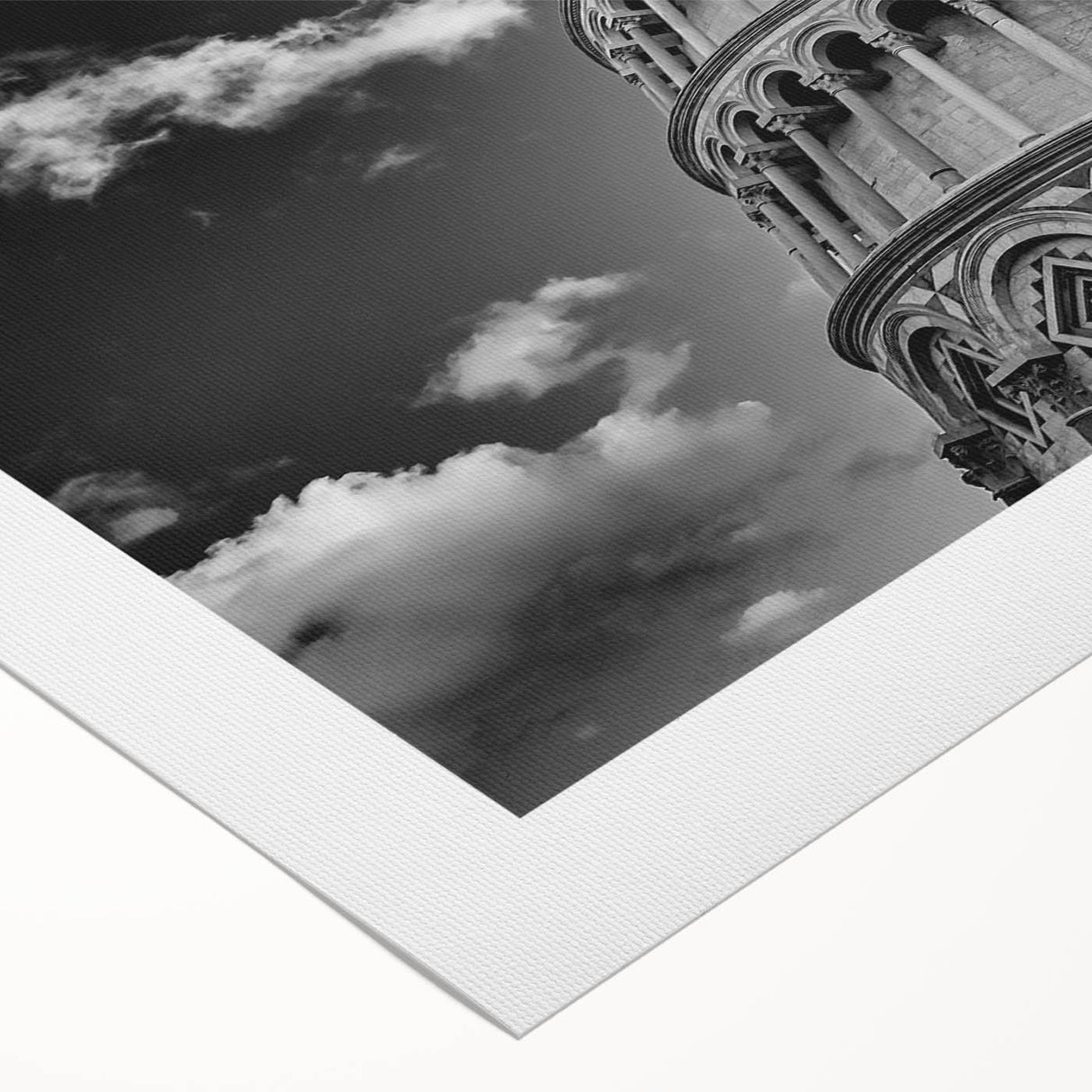 Art deco poster featuring the Leaning Tower of Pisa in muted earth tones on a rolled canvas, suitable for dining room decor.