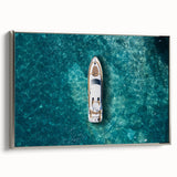 Framed canvas landscape art painting of Portofino, Italy, featuring colorful vintage-style imagery.