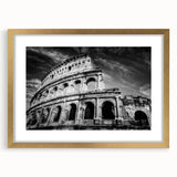 Abstract art print of Rome featuring muted gold and earth tones on a framed canvas, ideal for dining room decor.