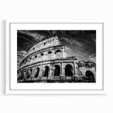 Textured art depicting an abstract scene of Rome with muted earth tones on a framed white mat, suitable for bedroom decor.
