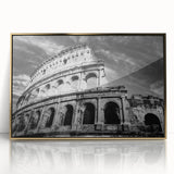 Acrylic print of Rome scenery in art deco style, featuring muted gold and blue tones, suitable for modern art wall decor.