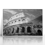 Mid-century modernist art of Rome in muted earth tones on framed acrylic, ideal for nursery wall decor.