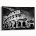 Black and white framed canvas of a vintage Rome landscape, ideal for bedroom wall decor.