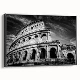 Black and white framed canvas of a vintage Rome landscape, ideal for bedroom wall decor.