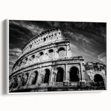 Vintage poster art of a colorful Rome cityscape on extra large framed canvas, suitable for living room decor.