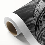 Art Deco poster of Rome skyline in muted earth tones on rolled canvas, ideal for nursery wall art.