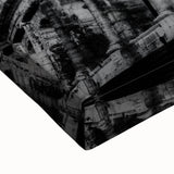 Large art of a black and white landscape painting of Rome on stretched canvas, ideal for bedroom wall decor.