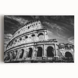 Black and white stretched canvas of Rome scenery, ideal for kitchen wall art or bedroom.