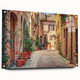 Acrylic print of a Tuscan landscape in muted earth tones, ideal for dining room decor.