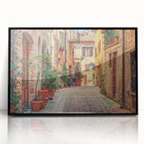 Large abstract wall art depicting the Tuscan landscape in muted earth tones on a framed acrylic print.