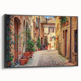 Black and white landscape art painting of Tuscany on framed canvas, ideal for bedroom decor.