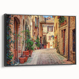 Black and white landscape art painting of Tuscany on framed canvas, ideal for bedroom decor.
