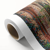 Art Deco style poster of the Tuscan landscape in muted earth tones, printed on rolled canvas, ideal for nursery wall art.