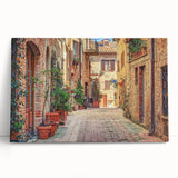 Tuscan landscape in black and white on large stretched canvas, ideal for kitchen wall art.