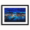 Abstract art print of a colorful Venice scene, featuring a textured finish on an extra large framed canvas.