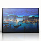 Large abstract wall art of Venice scenery in muted earth tones on a framed acrylic, ideal for modern living room decor.