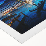 Art Deco style poster of Venice scenery in muted earth tones on rolled canvas, suitable for dining room wall art.