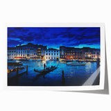 Rolled print of Venice scenery featuring gondolas and historic buildings in muted earth tones.