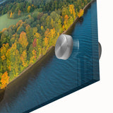 Large abstract wall art featuring a mid-century modernist style scene of a European cityscape in muted gray and blue tones…