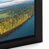 Extra large framed canvas featuring a textured depiction of a Lithuanian landscape in black with colorful accents.