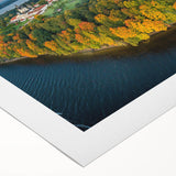 Art deco poster of a Lithuanian landscape in muted earth tones on rolled canvas, suitable for dining room decor.