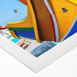 Art deco poster of Malta scenery in muted earth tones on rolled canvas, suitable for dining room or bathroom wall art.