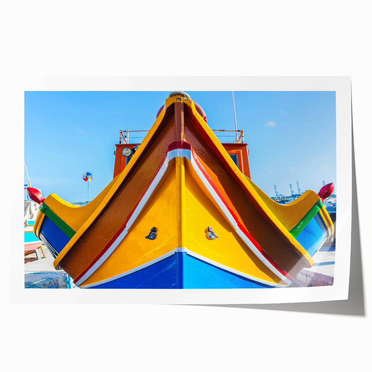 Extra large rolled print featuring a scenic Malta landscape in pastel shades, ideal for dining room wall art.