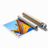 Extra large rolled print of a serene Malta landscape with soft floral elements in pastel shades.