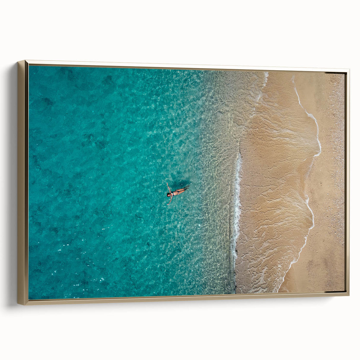 Framed canvas depicting a vintage Mediterranean seascape in muted earth tones, ideal for bedroom wall art.