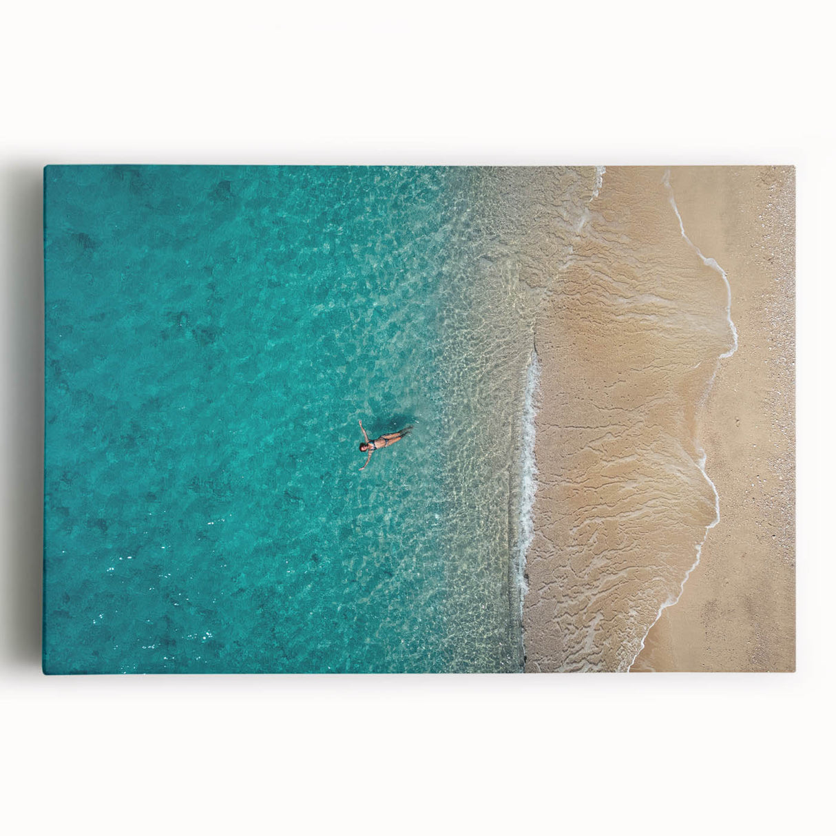 Black and white stretched canvas of the Mediterranean Sea, ideal for kitchen wall art or bedroom ambiance.