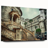 Acrylic print of a large abstract depiction of Monaco, featuring vibrant blue and green hues.