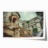 Rolled print of Monaco scenery with vibrant floral accents, ideal for art wall dining room or classy bathroom.