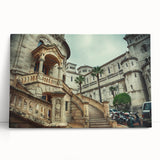 Large black and white photo of Monaco scenery on stretched canvas, suitable as kitchen wall art.