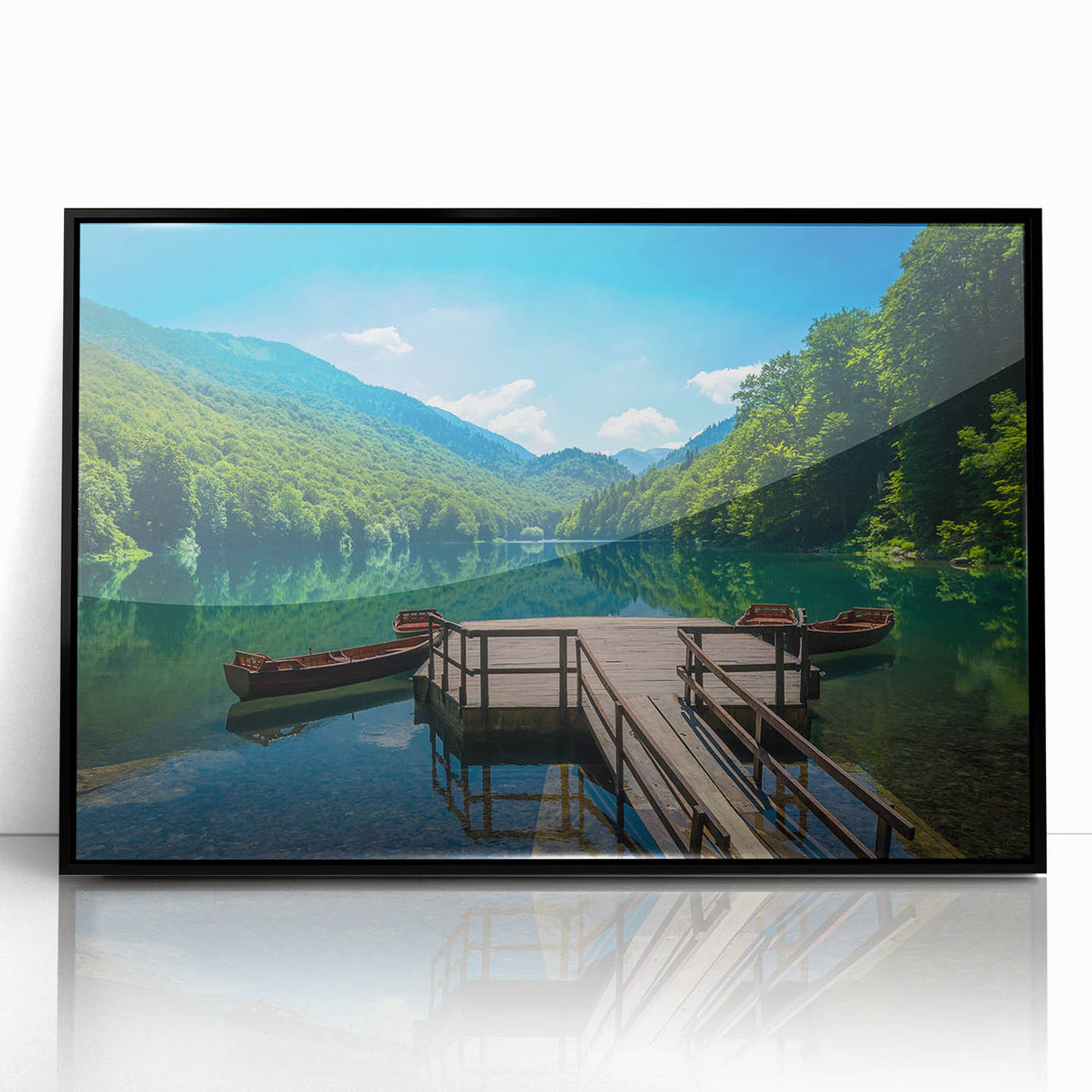 Large abstract wall art of a European Montenegro landscape in muted tones on a framed acrylic, ideal for modern home decor.