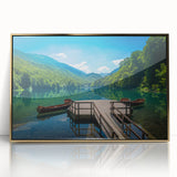 Art deco poster of Montenegro scenery in muted gold tones on framed acrylic, suitable for modern art wall decor.