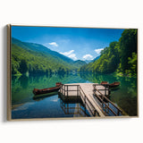 Framed canvas depicting a vintage-style landscape painting of Montenegro, featuring muted earth tones and black accents.