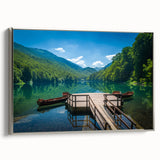 Landscape art painting of Montenegro on a framed canvas, featuring vibrant colors and vintage poster art style.