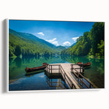 Vintage poster art of Montenegro scenery on framed canvas, featuring colorful landscape, ideal for living room decor.